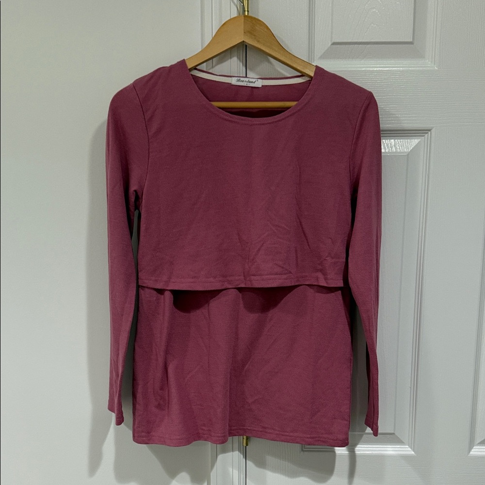 Women's Long Sleeve Nursing Top in Pink - Free with Other Purchases